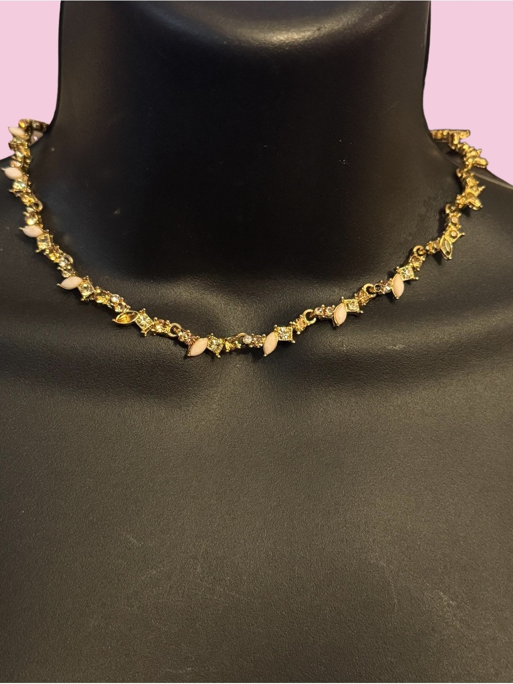 VCLM gold tone rhinestone necklace